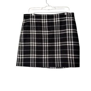 J. Crew Plaid A-Line Skirt Black White Tweed Women's Size 12